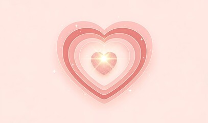 Radiant Pink Heart Layers with Soft Glow and Sparkles