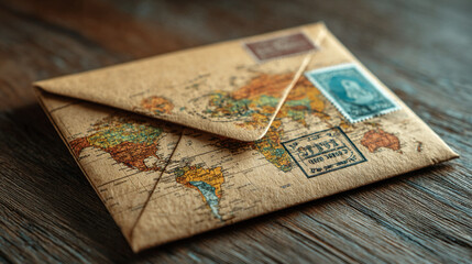 International filing envelope marked for official use, procedural transport element, secure submission concept, and global legal correspondence handling