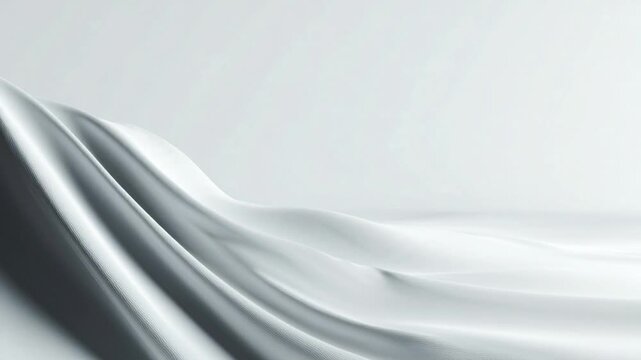 Smooth Gray Fabric Drapery on White Background with Soft Folds