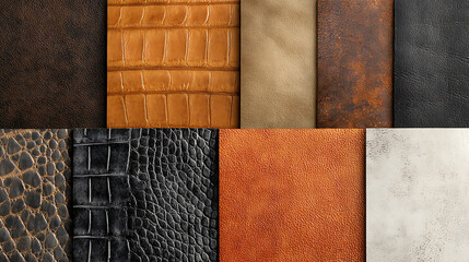 Selection of Leather Swatches in a Grid Layout texture