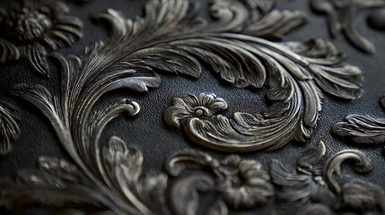 Silver Ornate Floral Embossed Texture pattern