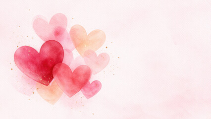 Watercolor heart background with soft romantic textures and pastel tones, perfect for Valentine designs, greeting cards, and creative projects.
