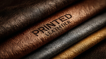 Stacked Leather Rolls with Embossed Text texture material