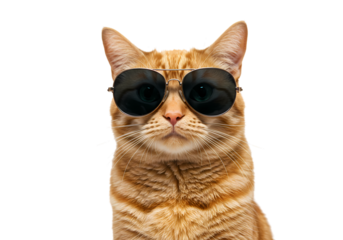 Cool ginger cat wearing sunglasses, stylish pet