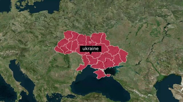 Strategic Ukraine War Geopolitical Map Animation Highlighting Regional Borders and Oblast Sovereignty Amid Global Conflict with Russia and NATO Support