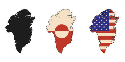 Set of vector Greenland map isolated transparent background. © Olga Igumenova