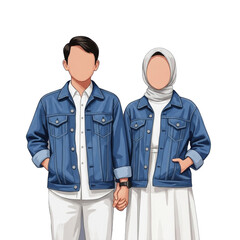 Couple Holding Hands Wearing Denim Jackets 1.
