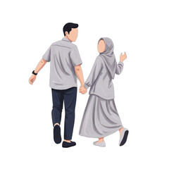 Couple Holding Hands Walking Together.