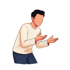 Man Gesturing With Open Hands In A Casual Pose.