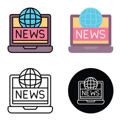 laptop live news vector icon, Suitable For Mobile Apps, Web Apps And Print Media. Multiple Style Icons, 