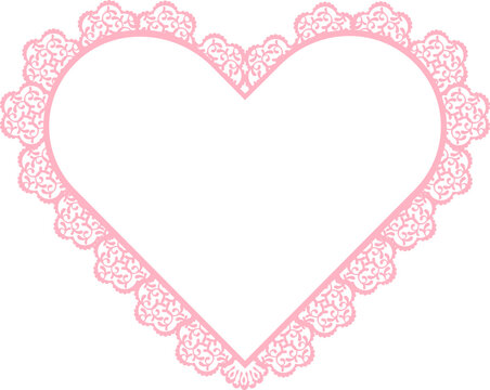 pink heart with floral border lace