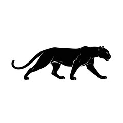 Naklejka premium A striking silhouette of a black panther in a prowling stance