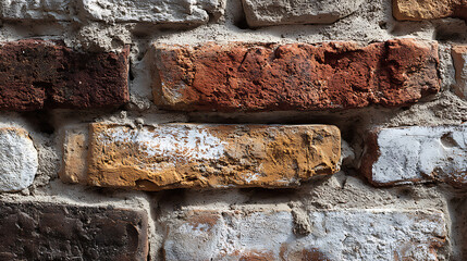 Textured Old Bricks with White and Yellow Hues brick wall