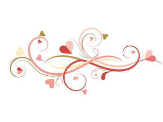 Decorative Swirl with Hearts and Flourishes