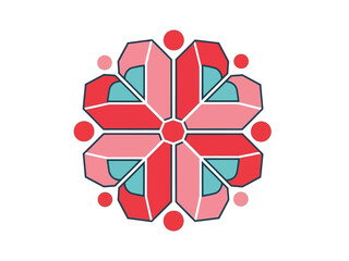 Modern Abstract Geometric Floral Mandala Design Element in Vibrant Colors