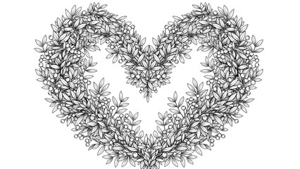 Elegant heart-shaped wreath crafted from intricate olive branches and berries