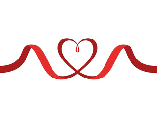 Elegant Red Ribbon Forming a Beautiful Heart Shape, Symbolizing Enduring Love and Connection