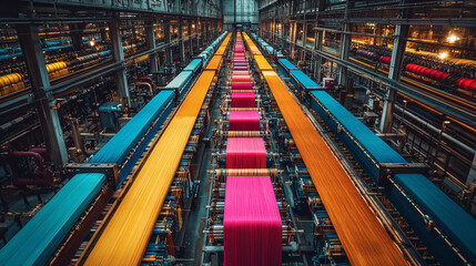 Vibrant Textile Production Line in Modern Manufacturing Facility