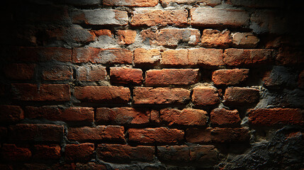 Textured Red Brick Wall with Dramatic Spotlight background