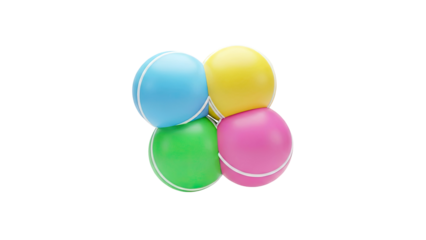 Four colorful balls stacked in a cluster