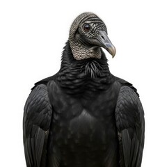 Fototapeta premium Majestic Scavenger: A striking image of a black vulture, showcasing its distinctive dark plumage, bare head, and sharp gaze, embodying the raw essence of the wilderness.