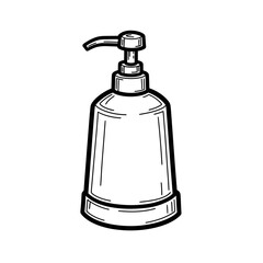 Obraz premium Liquid Soap Dispenser Pump Bottle Line Art Sketch. Hand washing product container vector illustration isolated on white background.