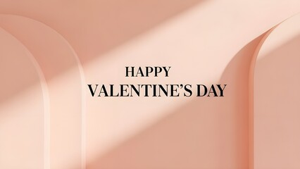 Happy Valentine's Day Text on Pink Arch Background with Shadow