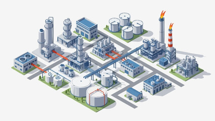 Obraz premium Industrial Factory Complex Isometric View.