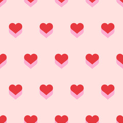 Cute 3D Heart Seamless Pattern