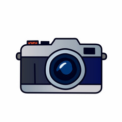 Travel Camera Icon in Flat Colorful Style for Photography