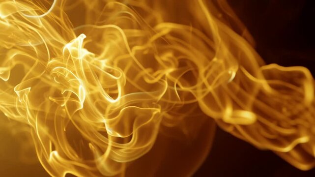 Golden Smoke Tendrils Dancing in Dark Background