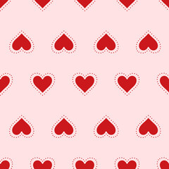 Seamless Red Dotted Heart Pattern