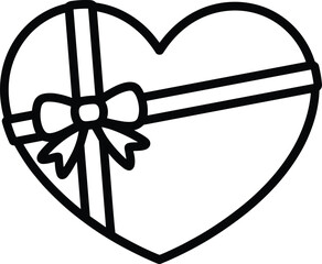 Black and white heart with a bow and stripes