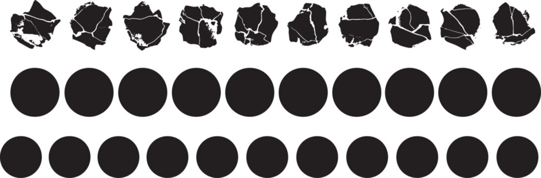 Abstract rock and circle shapes set vector illustration