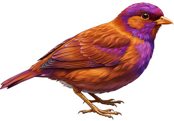 Vibrant exotic bird with striking purple and orange plumage