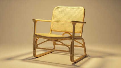 Rattan accent chair featuring a minimalist design with a natural finish for contemporary and stylish interiors