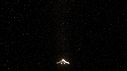 Fototapeta premium Spaceship in starry night sky