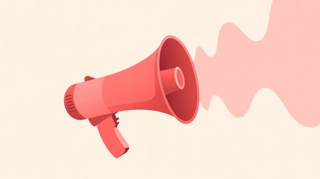 Vibrant megaphone announcing loudly with dynamic sound wave