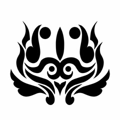 Symmetric Tribal Ethnic Ornament Design Element in Black and White