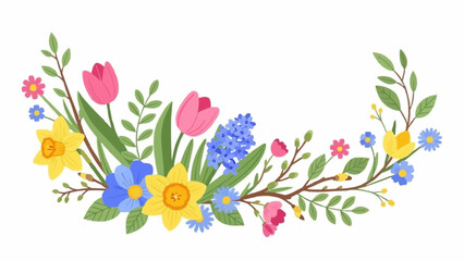 Spring floral arrangement with tulips daffodils and hyacinths. © Kang