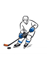 Obraz premium Ice hockey player action simplistic sport graphic vector sign. Ice hockey simple logotype.