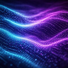 Abstract digital wave pattern with glowing dots in shades of blue and purple creating a mesmerizing visual effect suitable for backgrounds and technology themes