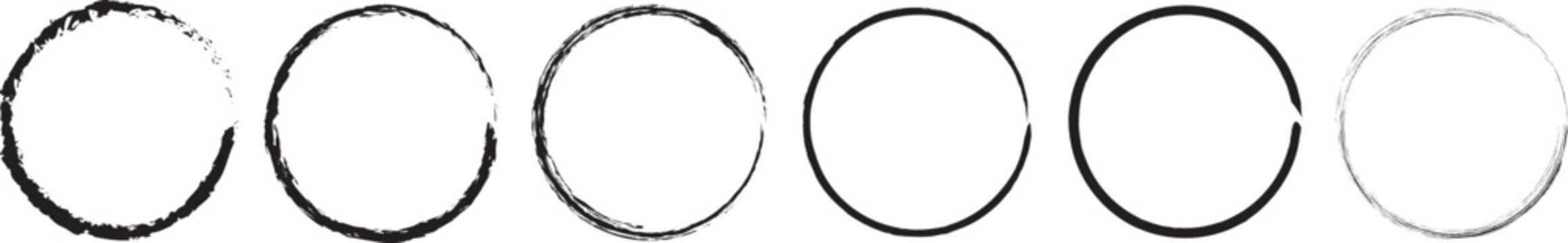 Minimal Abstract  Ink Brush Circle Collection. Collection of hand drawn black ink brush circles, inspired by , minimal abstract textures for design and meditation.

