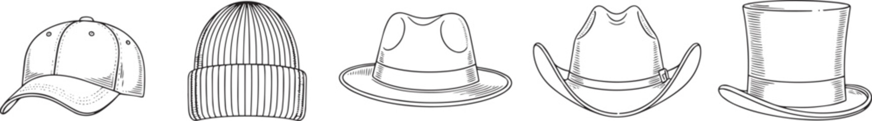 Collection of different headwear types for men and women