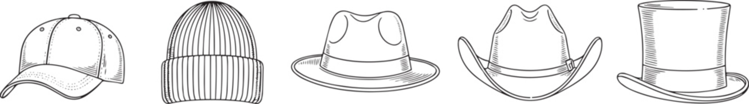 Collection of different headwear types for men and women