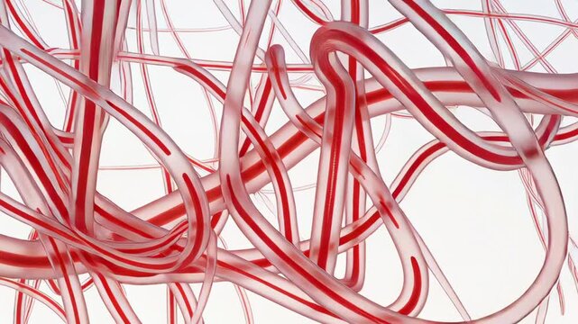 Abstract Red And White Stripes Tangled Tubes Close Up Macro Detail