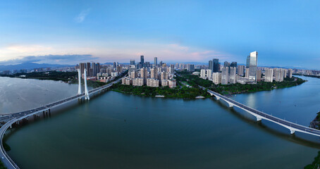 Huizhou City, Jiangbei CBD, Huizhou Bridge, Hesheng Bridge Aerial Photography