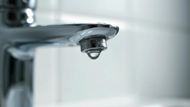Water is dripping from the tap in the kitchen