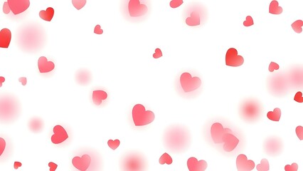 A blurred background of pink hearts on white