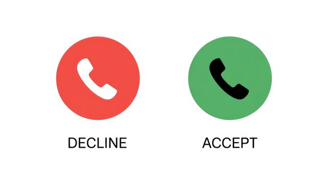 Accept or decline phone call options with red and green buttons